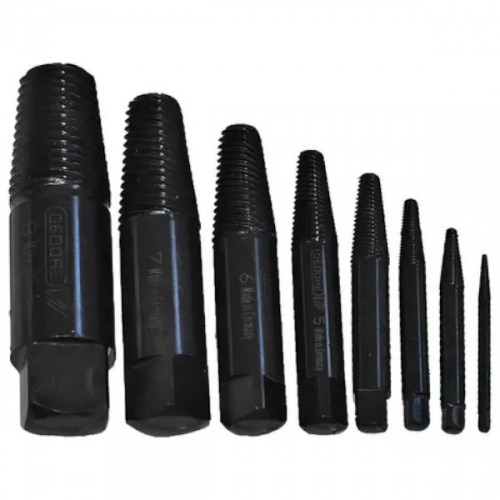 Jogo de extratores de parafusos 1 a 8 mm com 8 peças - 8551-88 Jogo de extratores de parafusos 1 a 8 mm com 8 peças - 8551-88
