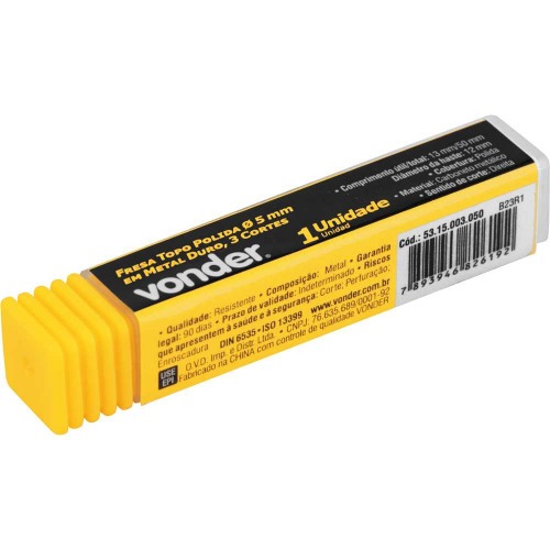 Fresa topo 5,0 mm em metal duro com 3 cortes