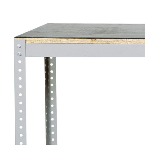 Bancada desmontável 1500 x 600 mm com 1 prateleira e tampo em madeira osb - BM-J Bancada desmontável 1500 x 600 mm com 1 prateleira e tampo em madeira osb - BM-J