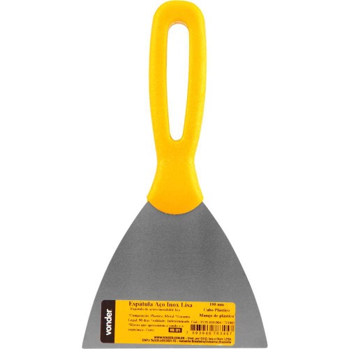Espátula de aço inox 100 mm com cabo de plástico Espátula de aço inox 100 mm com cabo de plástico