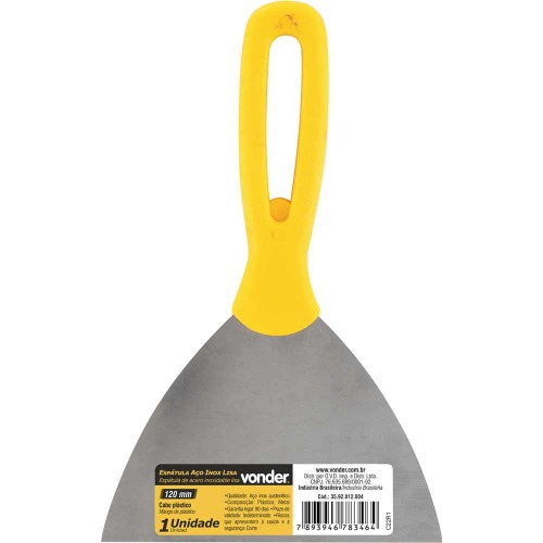 Espátula de aço inox 120 mm com cabo de plástico Espátula de aço inox 120 mm com cabo de plástico
