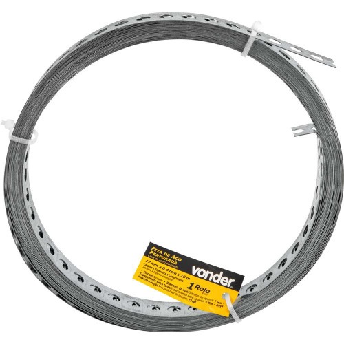 Fita de ao carbono perfurada 17mm x 0,4mm x 10m