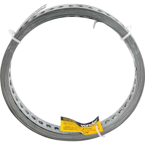 Fita de ao carbono perfurada 19mm x 0,4mm x 10m