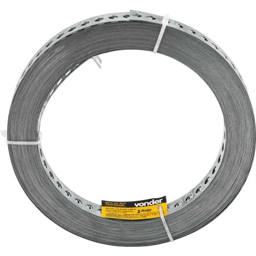 Fita de ao carbono perfurada 19mm x 0,4mm x 30m