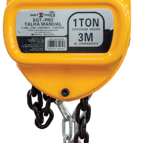 Talha manual 1 tonelada com corrente de 3 metros- SGT-PRO