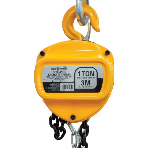 Talha manual 1 tonelada com corrente de 3 metros- SGT-PRO
