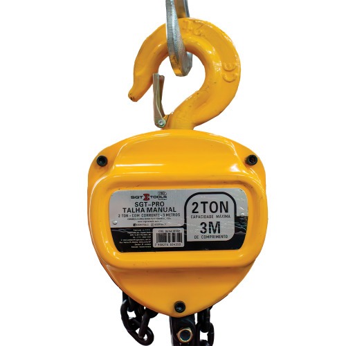 Talha manual 2 toneladas com corrente de 3 metros - SGT-PRO Talha manual 2 toneladas com corrente de 3 metros - SGT-PRO