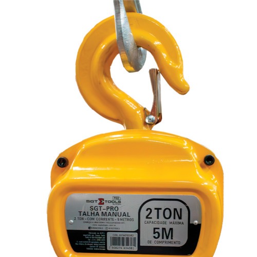 Talha manual 2 toneladas com corrente de 5 metros - SGT-PRO Talha manual 2 toneladas com corrente de 5 metros - SGT-PRO