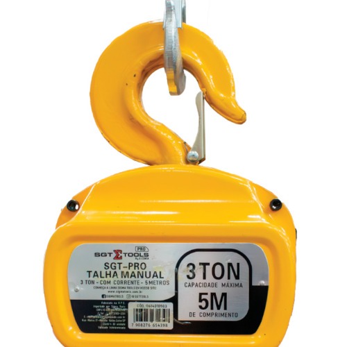Talha manual 3 toneladas com corrente de 5 metros - SGT-PRO Talha manual 3 toneladas com corrente de 5 metros - SGT-PRO