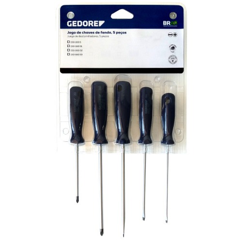 Jogo de chave fenda e phillips com 5 peças - 150-160S2 Jogo de chave fenda e phillips com 5 peças - 150-160S2