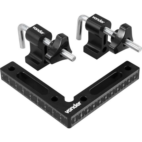 Esquadro de alumnio 110 mm para marceneiro com 2 hastes fixadoras