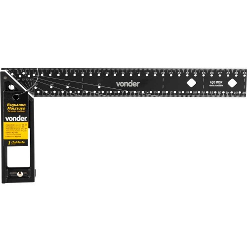 Esquadro multiuso de alumínio 300 mm Esquadro multiuso de alumínio 300 mm