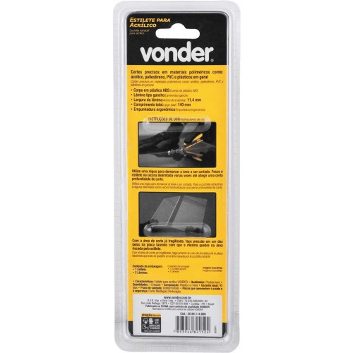 Estilete para acrílico 11,4 mm com 2 lâminas tipo gancho Estilete para acrílico 11,4 mm com 2 lâminas tipo gancho