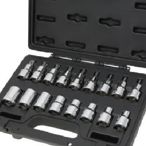 Jogo de soquete hexalobular E10 a E24 / T20 a T60 encaixe 1/2