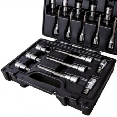 Jogo de soquete hexalobular T20 a T70 encaixe 1/2