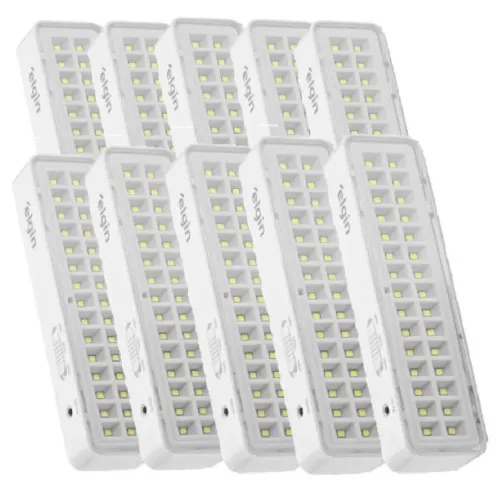 Kit 10 Luminárias de emergência 30 Leds branca  110V/220V