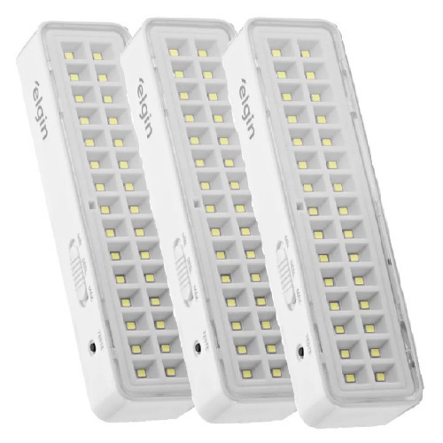 Kit 3 Luminárias de emergência 30 Leds branca  110V/220V Kit 3 Luminárias de emergência 30 Leds branca  110V/220V