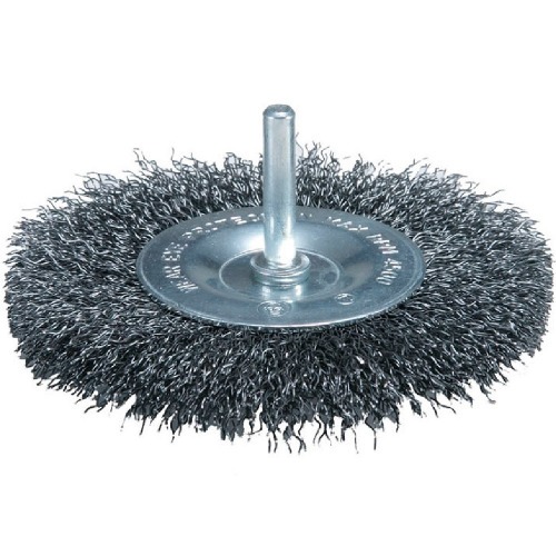 Escova de ao circular fio ondulado com haste 6 x 100 mm 