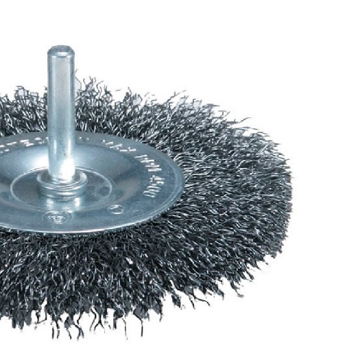 Escova de ao circular fio ondulado com haste 6 x 100 mm 