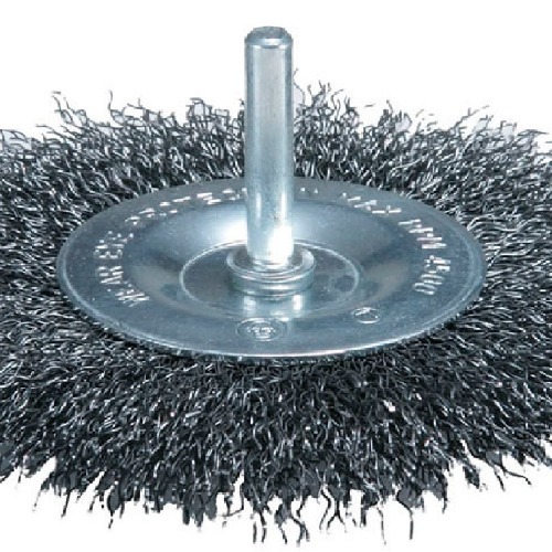 Escova de ao circular fio ondulado com haste 6 x 100 mm 