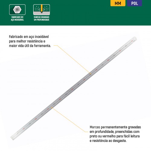 Escala mtrica em ao inoxidvel 500 mm - ST91402