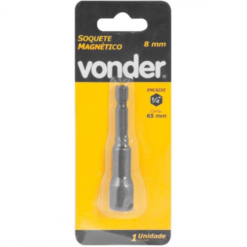 Soquete magnético sextavado 8 mm x 65 mm encaixe 1/4'' - 30.39.000.080 Soquete magnético sextavado 8 mm x 65 mm encaixe 1/4'' - 30.39.000.080