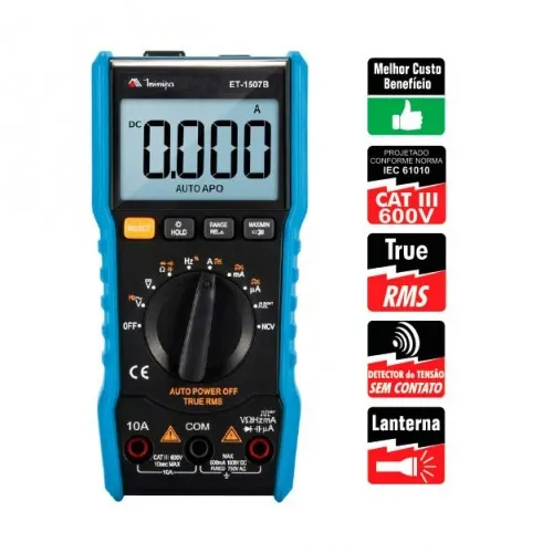 Multímetro digital portátil 600 volts CAT III - ET-1507B