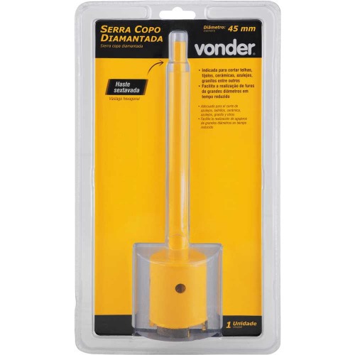 Serra copo diamantada 45 mm com encaixe de 3/8