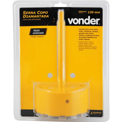 Serra copo diamantada 120 mm com encaixe de 3/8