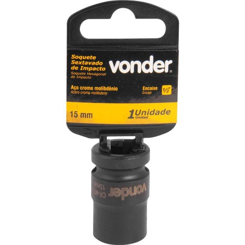 Soquete sextavado de impacto 15 mm encaixe 1/2