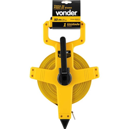 Trena de fibra de vidro 50 m com caixa aberta Trena de fibra de vidro 50 m com caixa aberta