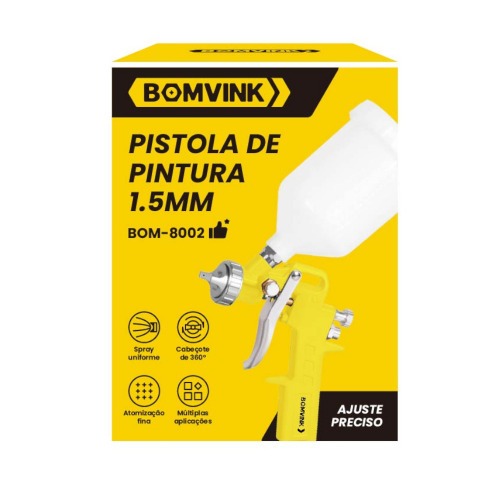 Pistola de pintura tipo gravidade com bico 1,5 mm - BOM-8002