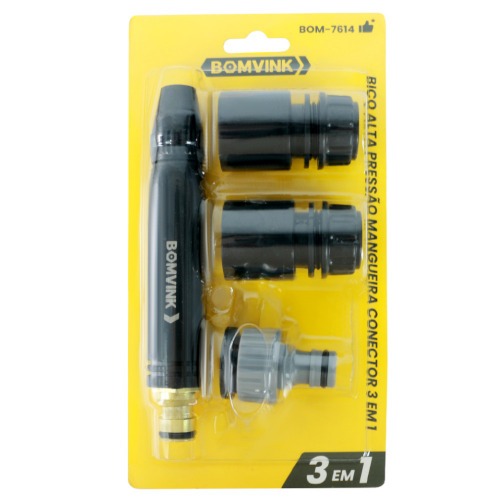 Esguicho plstico para mangueira com 3 acessrios - BOM-7614