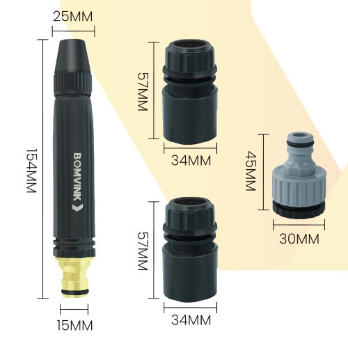 Esguicho plstico para mangueira com 3 acessrios - BOM-7614