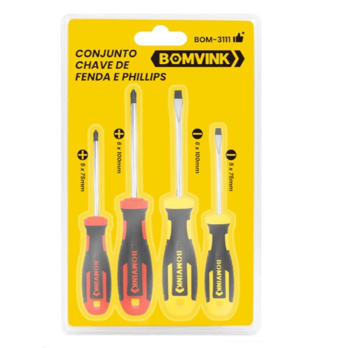 Chave de fenda e phillips 4 peas - BOM-3111