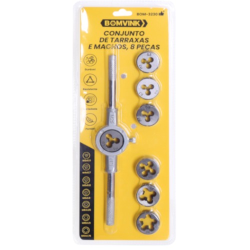 Jogo de tarraxa M3 a M12 com 8 peas - BOM-3230