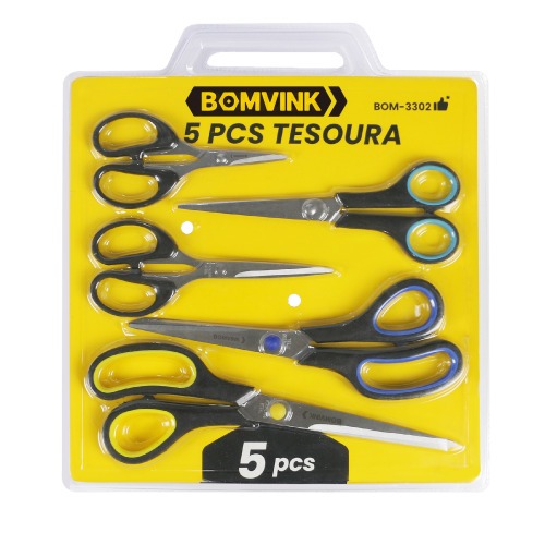 Tesoura manual uso geral a�o inoxid�vel 140 a 215 mm 5 pe�as - BOM-3302