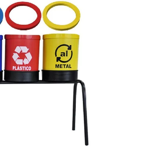Kit com 4 lixeiras de 14L coleta seletiva com aro para fixação de sacos Kit com 4 lixeiras de 14L coleta seletiva com aro para fixação de sacos