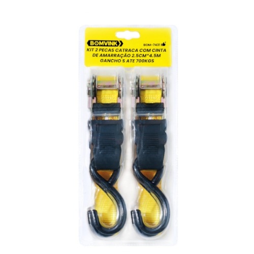 Cinta para amarração de carga 2.5 cm x 4.5m até 700 kg com 2 peças Cinta para amarração de carga 2.5 cm x 4.5m até 700 kg com 2 peças