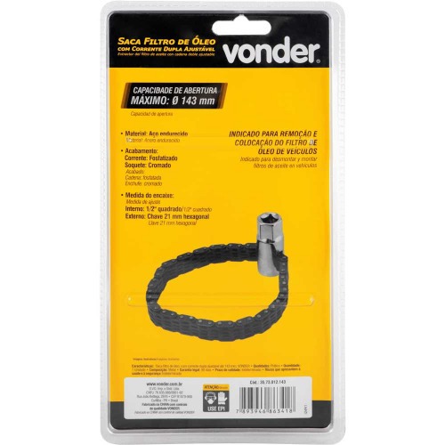 Saca filtro de leo com corrente dupla ajustvel at 143 mm