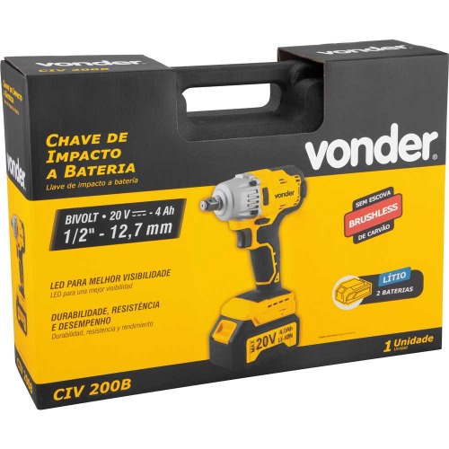 Chave de impacto a bateria 20V encaixe de 1/2 Chave de impacto a bateria 20V encaixe de 1/2