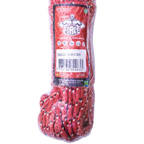 Corda multifilamento tranada 8 mm x 30 m cores sortidas - 253