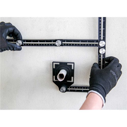 Esquadro em alumnio ajustvel com 6 rguas de 12 cm