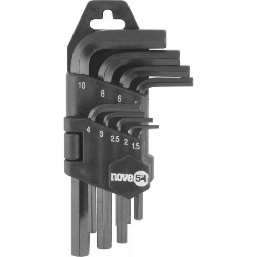 Jogo de chave allen curta 1,5 a 10 mm com 9 pe�as