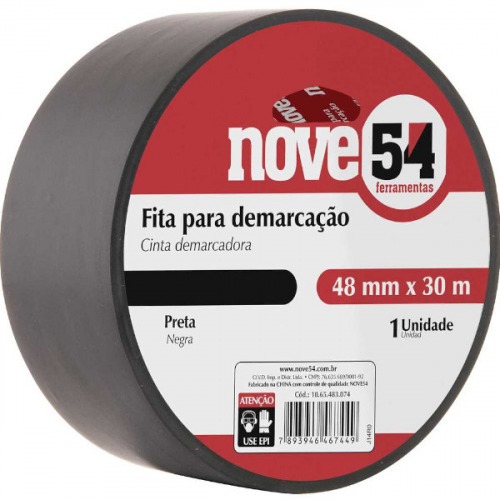Fita adesiva para demarcação 48 mm x 30 m preta Fita adesiva para demarcação 48 mm x 30 m preta