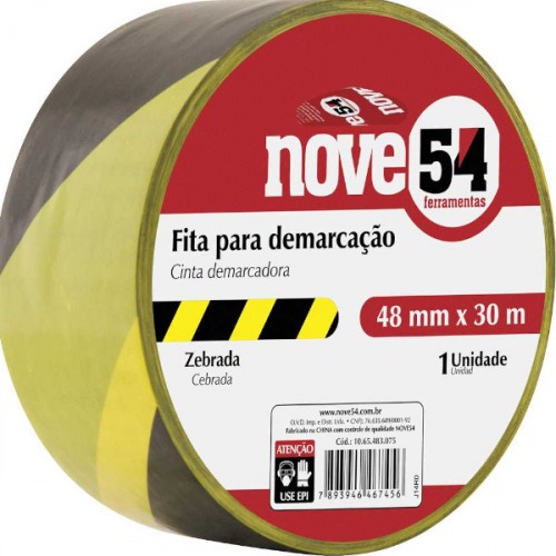Fita adesiva zebrada para demarcao 48 mm x 30 m  