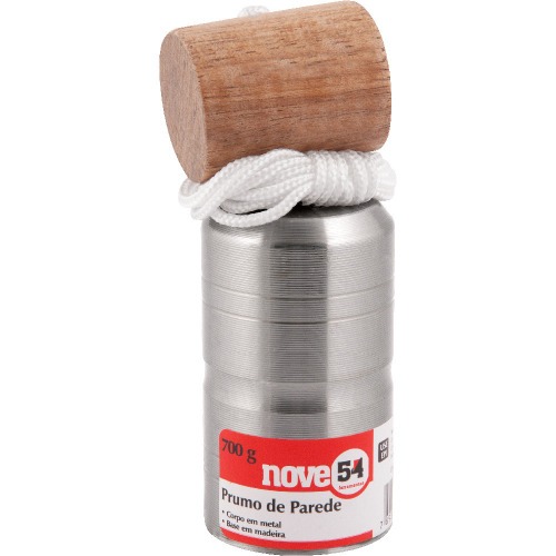 Prumo de metal com apoio de madeira para parede 700 g