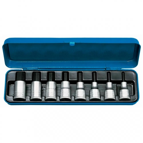 Jogo de soquete com ponta allen 4 a 17 mm aço cromo vanádio com 8 peças - IN 19 Jogo de soquete com ponta allen 4 a 17 mm aço cromo vanádio com 8 peças - IN 19