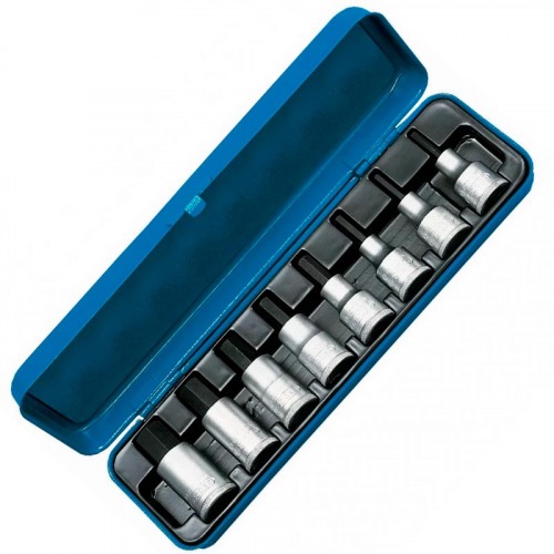 Jogo de soquete com ponta allen 4 a 17 mm aço cromo vanádio com 8 peças - IN 19 Jogo de soquete com ponta allen 4 a 17 mm aço cromo vanádio com 8 peças - IN 19