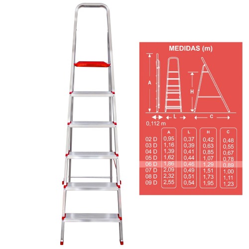 Escada de alumnio 6 degraus residencial - ESC0065
